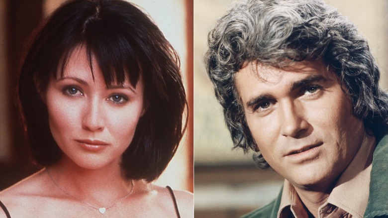 Shannen Doherty and Michael Landon stare