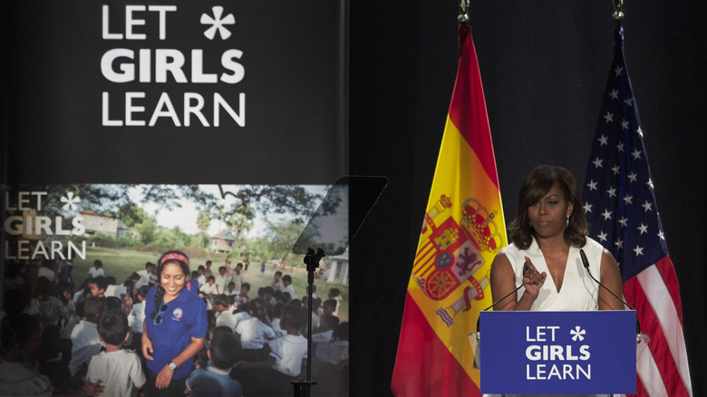 Michelle Obama presenting Let Girls Learn