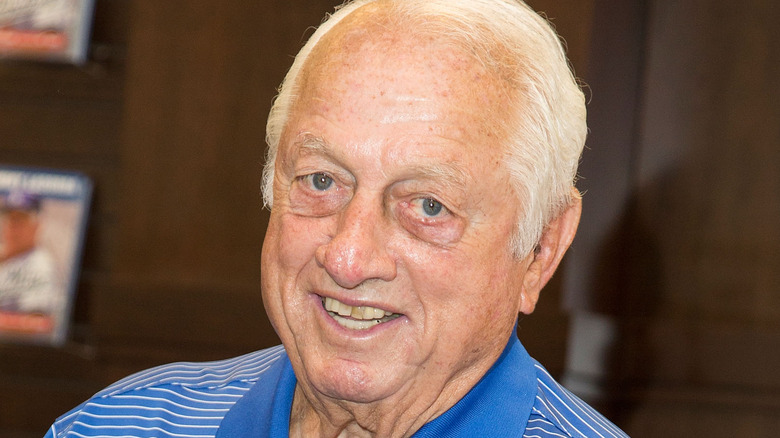 Tommy Lasorda smiling