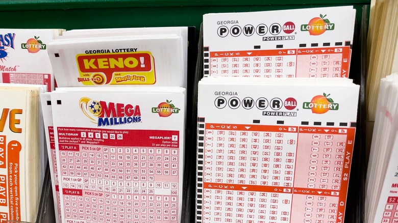 Georgia-branded Powerball lottery tickets in rack