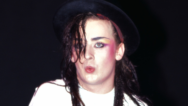 Boy George pursing lips onstage '80s