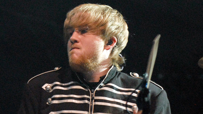 Bob Bryar playing drums onstage