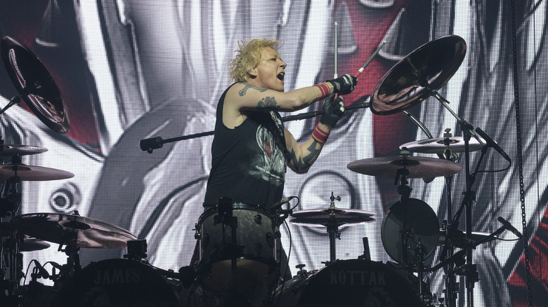 James Kottak performing on the drums