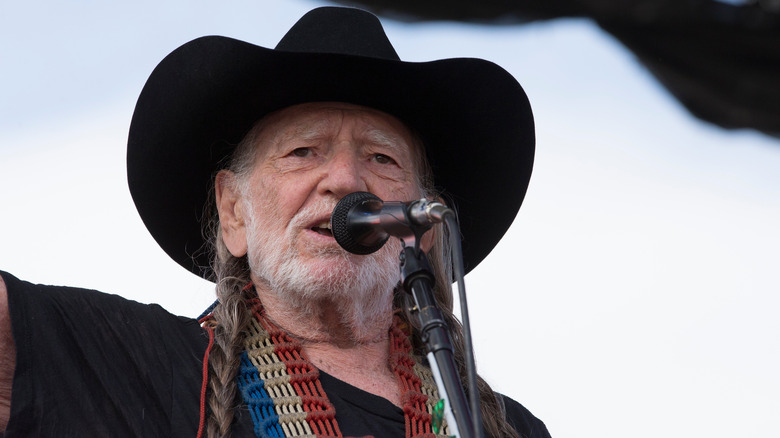 Willie Nelson giving speech