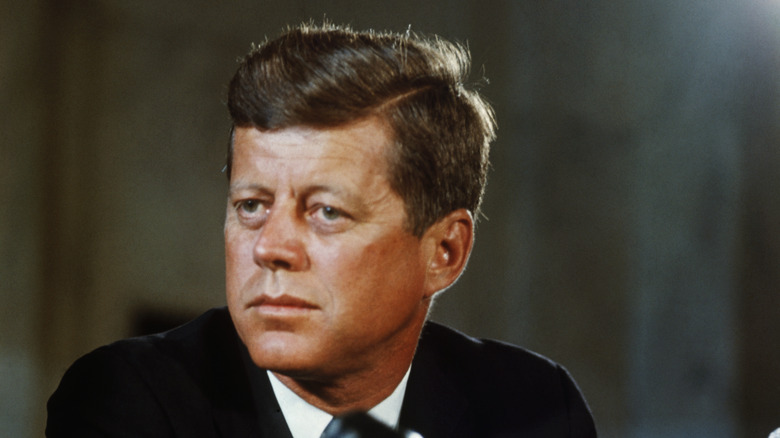 JFK in front of microphone