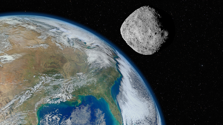 Asteroid approaches Earth