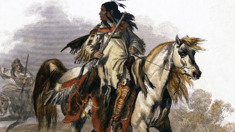 Blackfeet warrior on horseback