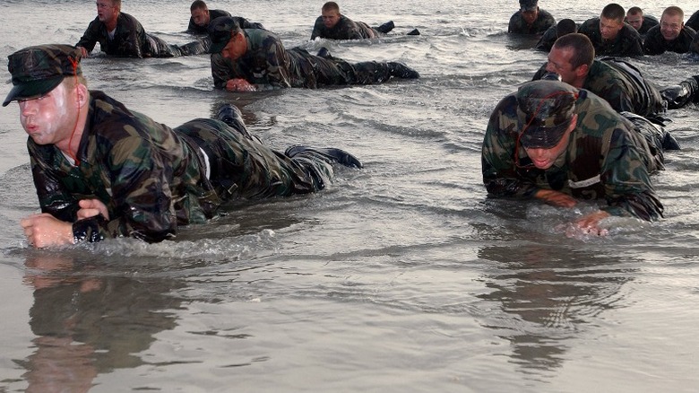 Trainees in the water