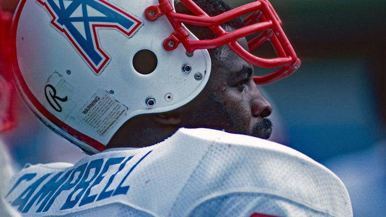 Earl Campbell white jersey helmet