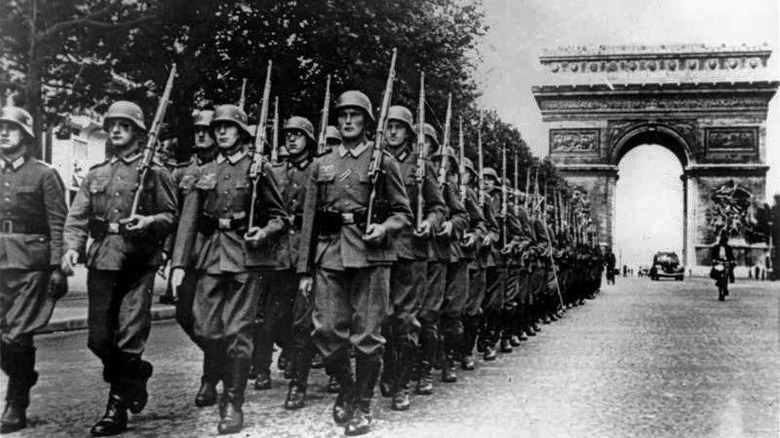 Nazis march in Paris