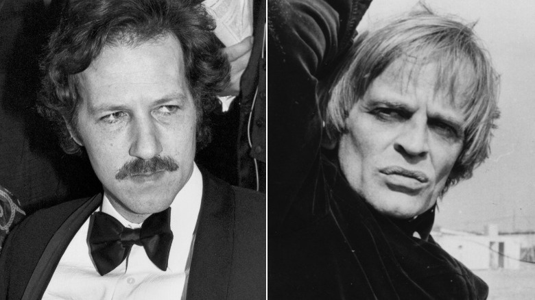 Werner Herzog looking to the side, Klaus Kinski posing