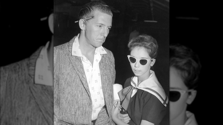 Jerry Lee Lewis and Myra Gale Lewis looking upset