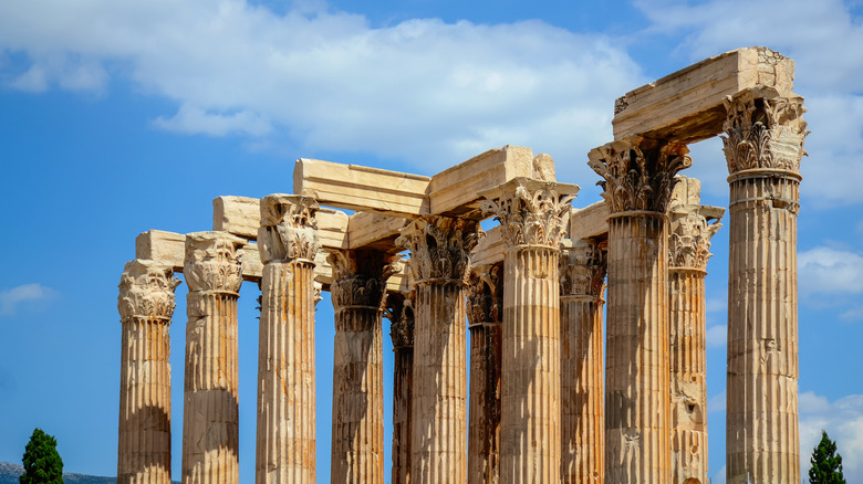 Ancient Greek ruins blue sky