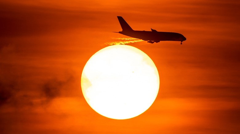 airplane and sun