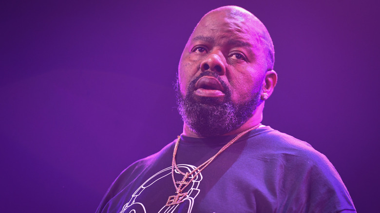 Biz Markie bathed purple light