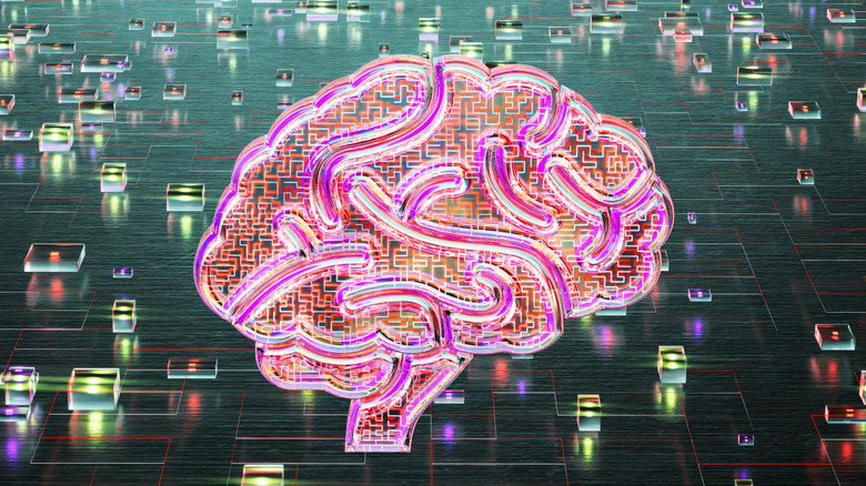 Illustration of brain with digitized background