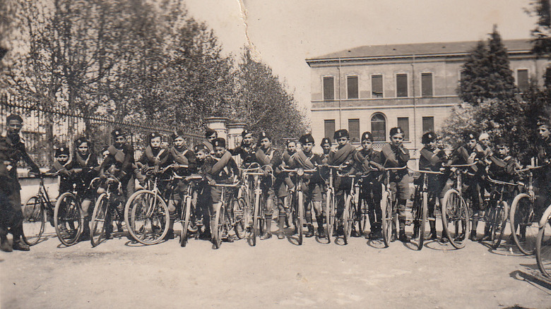 Balilla boys on bicycles