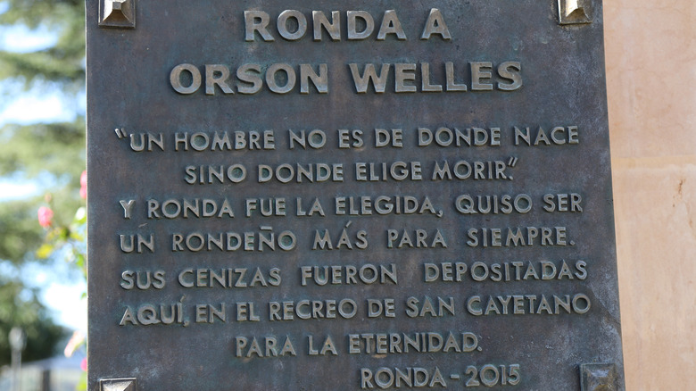 Orson Welles' memorial inscription