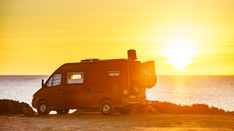 van on beach in southern Spain