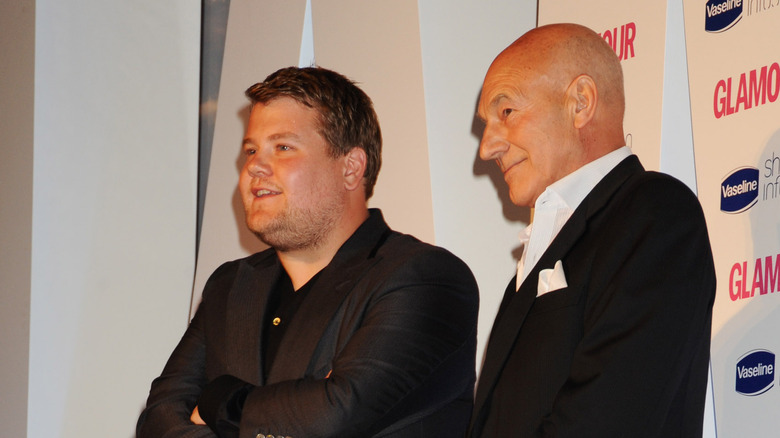 James Corden and Patrick Stewart 