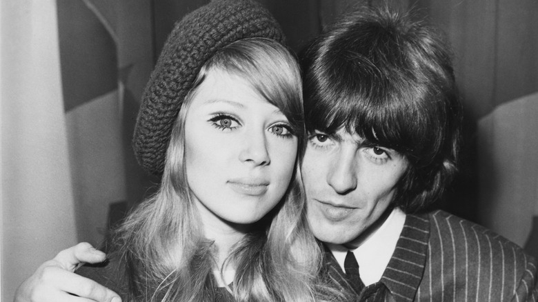 George Harrison embracing Pattie Boyd