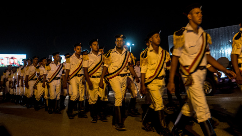 Cairo police marching