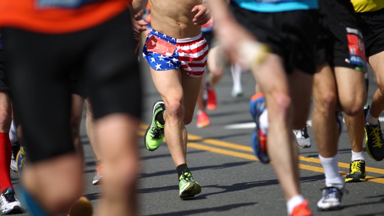 Runners at the Boston Marathon