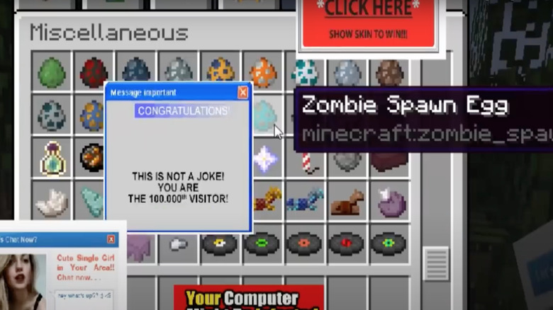 Minecraft pop-up ads