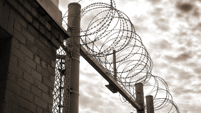 Maximum security prison barbed wire