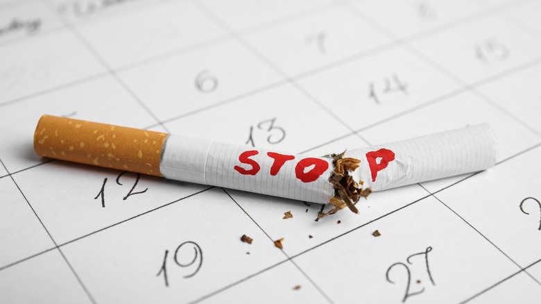 Stop smoking cigarette on calender