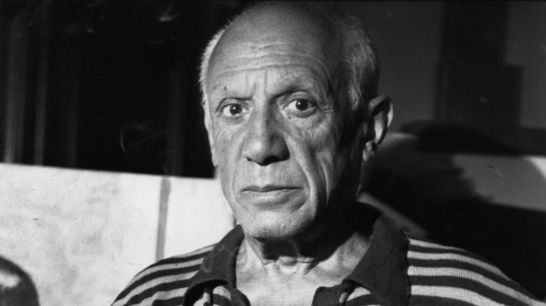 Picasso wearing striped shirt