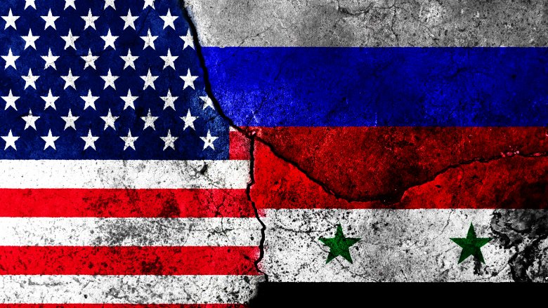 American and Syrian flag together