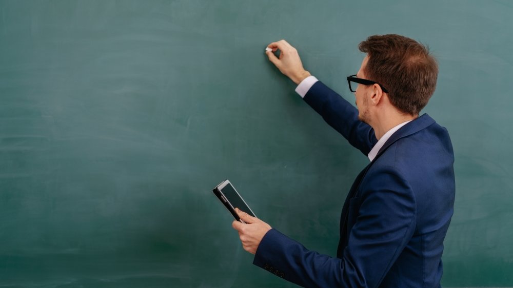 teacher, chalkboard