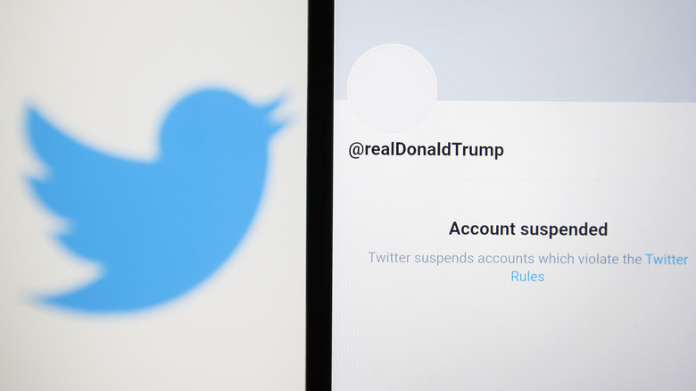 Cellphone with Donald Trump's suspended Twitter account