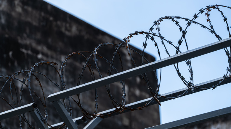 Barbed wire surrounding Tuol Sleng