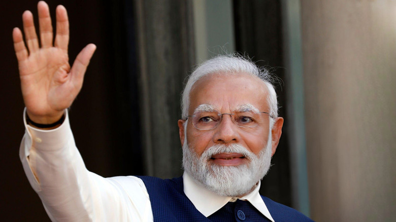 Prime Minister Modi of India waving