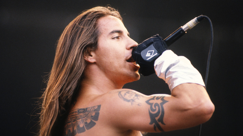 Anthony Kiedis of the Red Hot Chili Peppers onstage