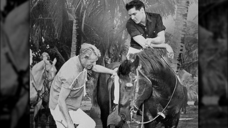 Elvis Presley sitting on horse