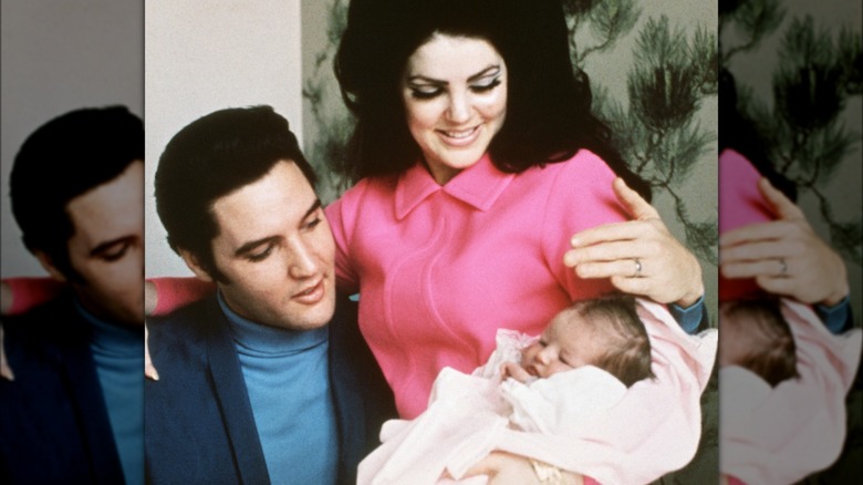 Elvis, Priscilla, and Lisa Marie Presley 