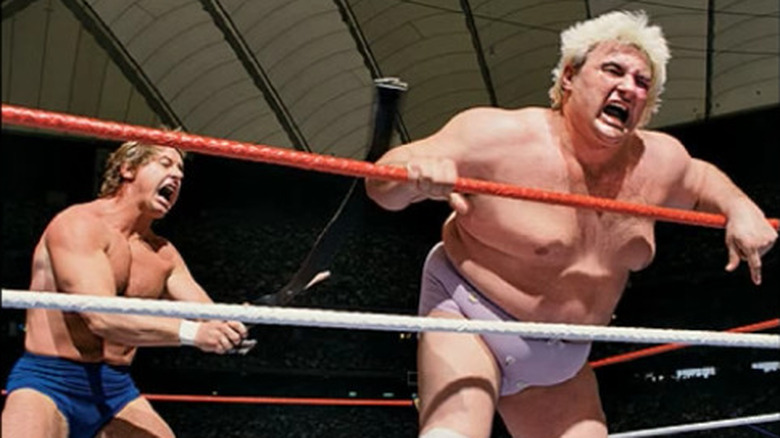 Adrian Adonis, right, in the ring