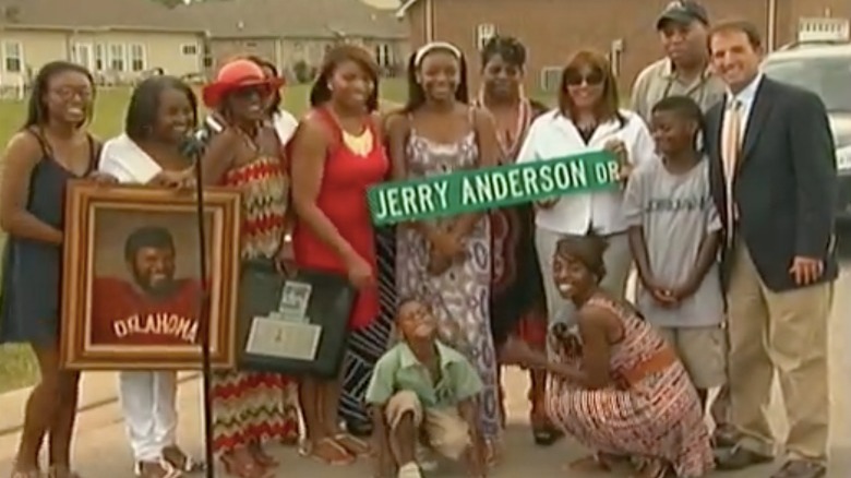 Family and friends of Jerry Anderson at street naming ceremony