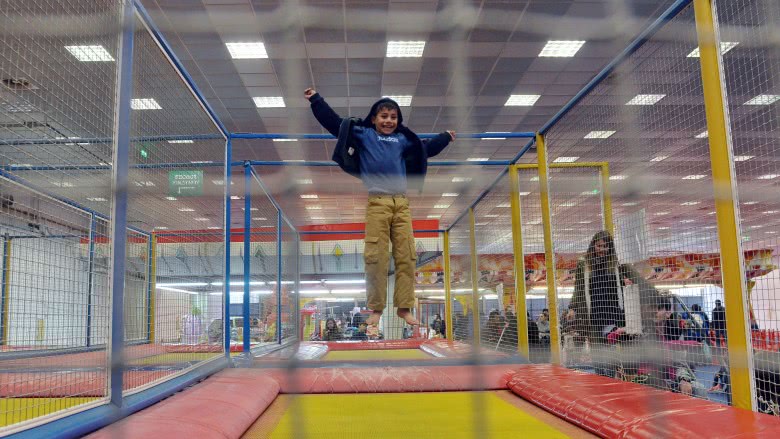 boy on trampoline