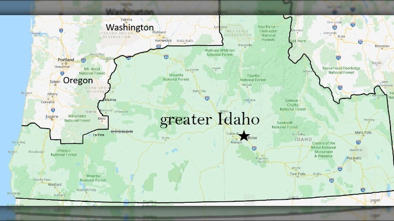 Map of the proposed state Greater Idaho