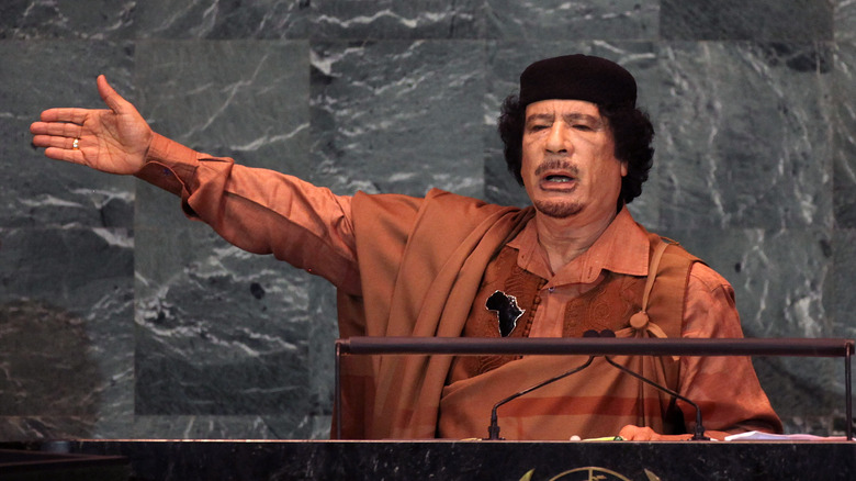 Gaddafi speaks at the United Nations HQ