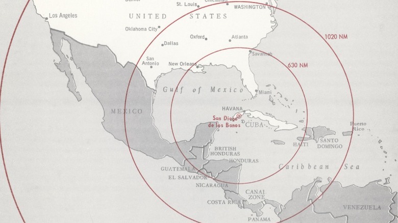 Map of missile ranges from Cuba