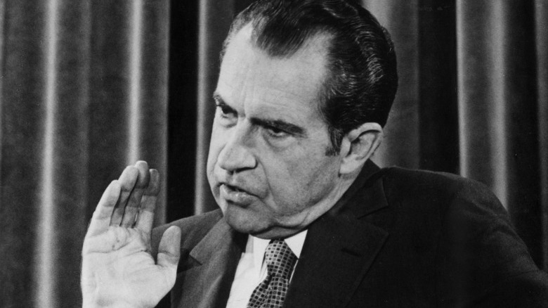 Nixon speaking during press conference