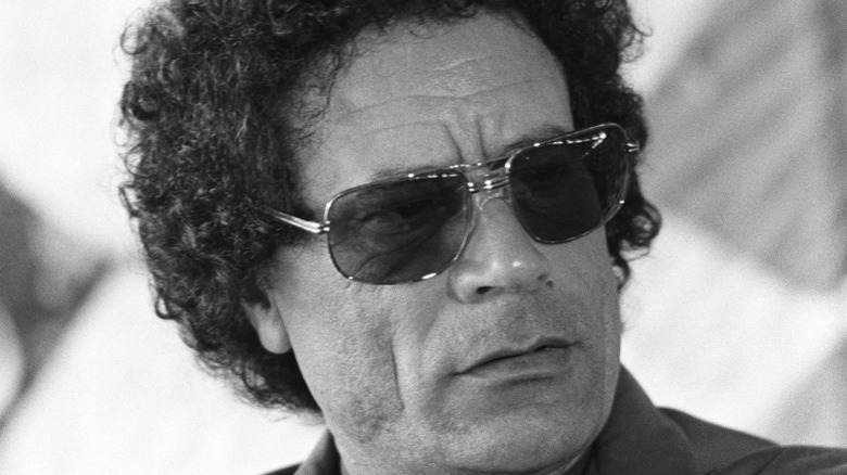 Muammar Qaddafi at press conference