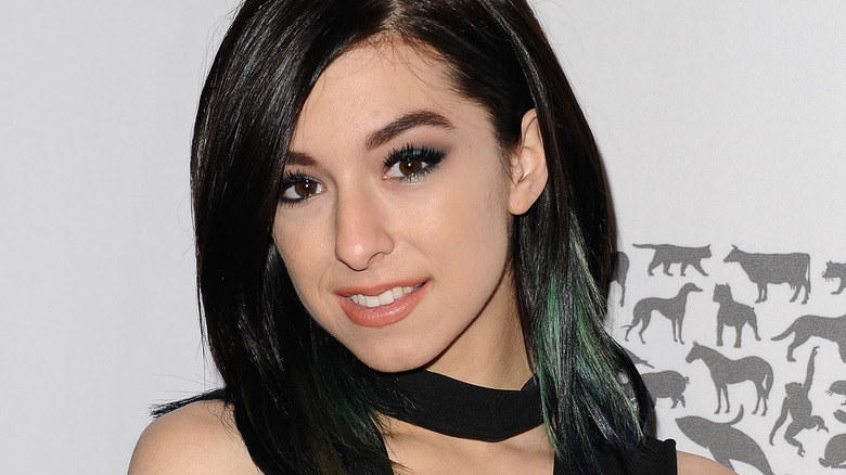 Christina Grimmie smiling black dress at event