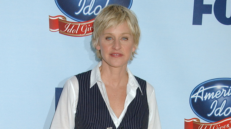 Ellen DeGeneres poses at American Idol event