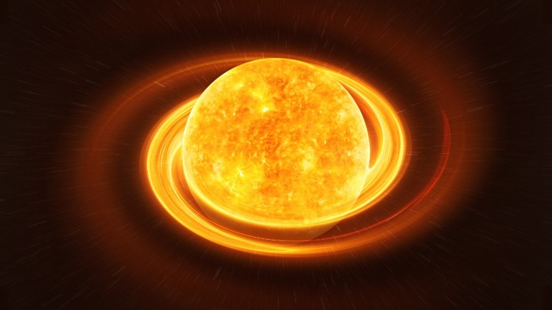 Neutron star spinning, dark background